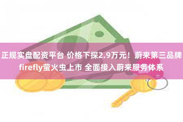 正规实盘配资平台 价格下探2.9万元！蔚来第三品牌firefly萤火虫上市 全面接入蔚来服务体系